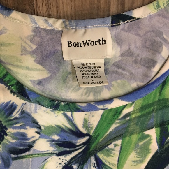 *SOLD* Bon Worth Tropical Print Sleeveless Blouse - Picture 3 of 6